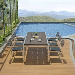 Mamagreen Baia HPL Stainless Steel Extendable Dining Table