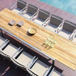 Mamagreen Baia Teak Stainless Steel Extendable Dining Table