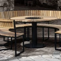 Mamagreen Industrial Pedestal Round Dining Table