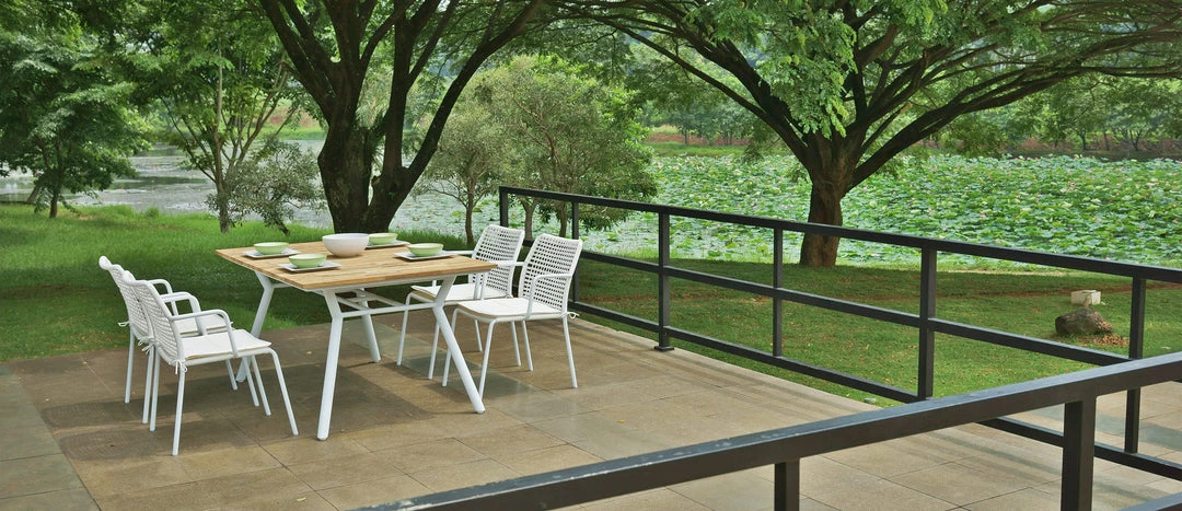 Mamagreen Manda Aluminum Stackable Woven Dining Chair 4 Mamagreen Manda Aluminum Stackable Woven Dining Chair