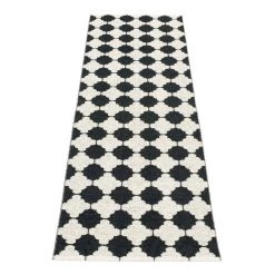 Pappelina Marre Black & Vanilla With Coral Red Stripe Runner Rug Rugs