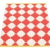 Pappelina Rugs Marre Coral Red & Vanilla With Mustard Stripe Runner Rug