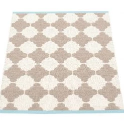 Pappelina Marre Mud & Vanilla With Turquoise Stripe Runner Rug Rugs