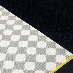 Pappelina Marre Warm Grey & Vanilla With Mustard Stripe Runner Rug Rugs