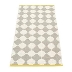 Pappelina Marre Warm Grey & Vanilla With Mustard Stripe Runner Rug Rugs