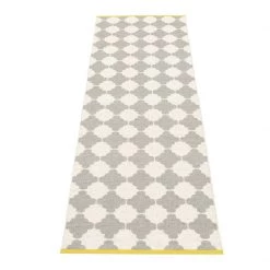 Pappelina Marre Warm Grey & Vanilla With Mustard Stripe Runner Rug Rugs