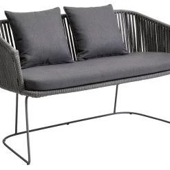 Cane-Line Moments Outdoor Dining Bench In Grey Soft Rope