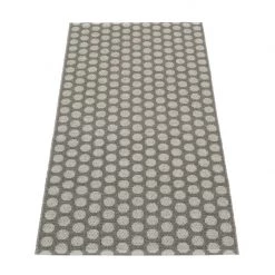 Pappelina Noa Charcoal & Warm Grey With Turquoise Edge Runner Rug
