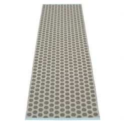 Pappelina Noa Charcoal & Warm Grey With Turquoise Edge Runner Rug