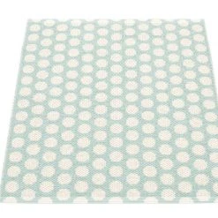 Pappelina Noa Pale Turquoise & Vanilla With Warm Grey Edge Runner Rug
