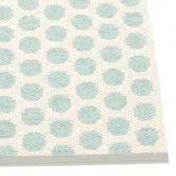 Pappelina Noa Pale Turquoise & Vanilla With Warm Grey Edge Runner Rug