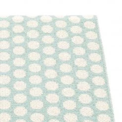 Pappelina Noa Pale Turquoise & Vanilla With Warm Grey Edge Runner Rug