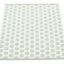 Pappelina Noa Pale Turquoise & Vanilla With Warm Grey Edge Runner Rug