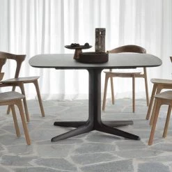Ethnicraft Modern Dining Oak Corto Varnished Brown Dining Table