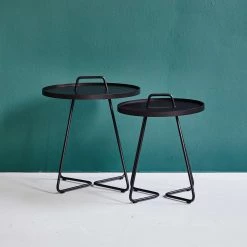 Cane-Line On The Move Side Table In Bordeaux/Dark Green/Dusty Rose