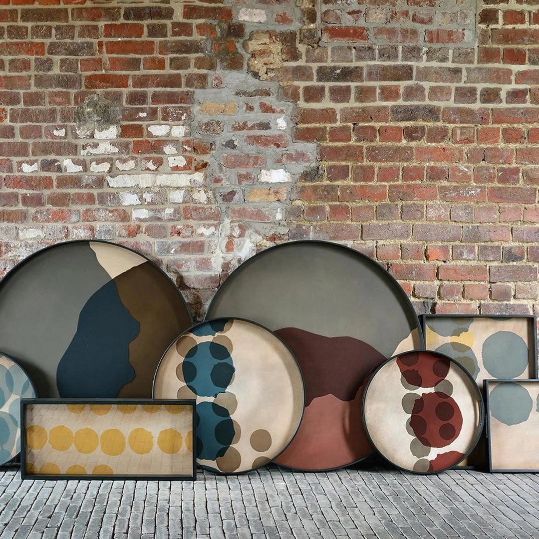 Ethnicraft Overlapping/Pinot Layered Dots Glass Round Tray 5 Ethnicraft Overlapping/Pinot Layered Dots Glass Round Tray