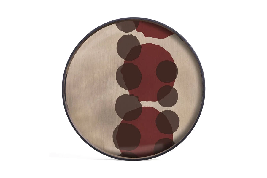 Ethnicraft Overlapping/Pinot Layered Dots Glass Round Tray 8 Ethnicraft Overlapping/Pinot Layered Dots Glass Round Tray