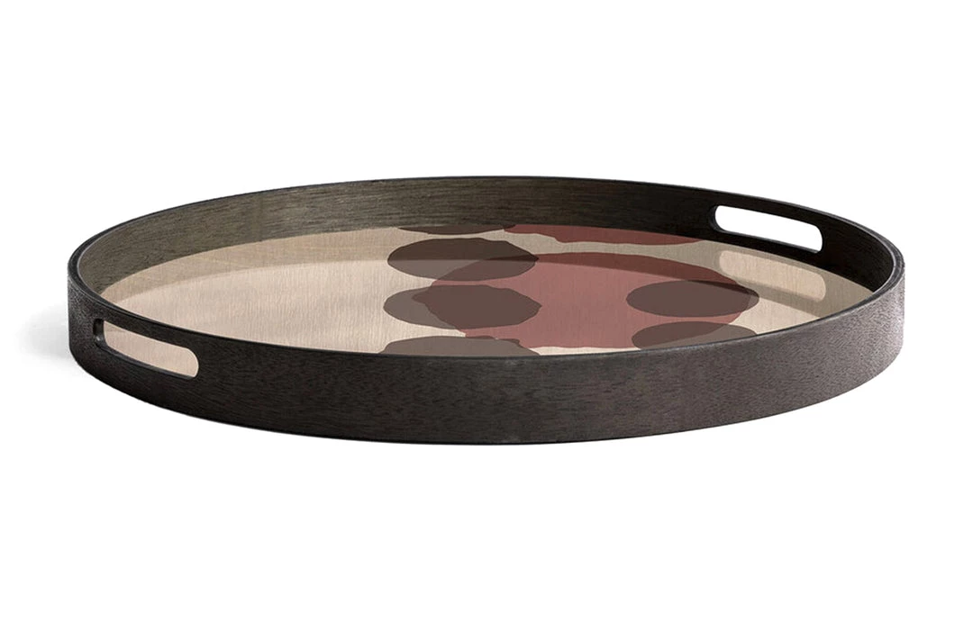 Ethnicraft Overlapping/Pinot Layered Dots Glass Round Tray 3 Ethnicraft Overlapping/Pinot Layered Dots Glass Round Tray