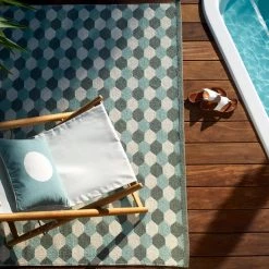 Pappelina Dana Army & Pale Turquoise & Vanilla Runner Rug Rugs