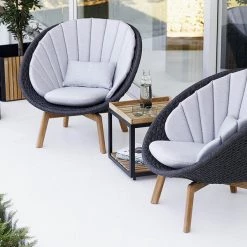 Cane-Line Peacock Fiber Lounge Chair With Teak Legs