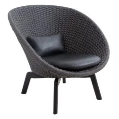 Cane-Line Modern Living Peacock Indoor Lounge Chair With Black Teak Legs