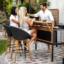 Cane-Line Peacock Outdoor Bar Chair With Teak Legs