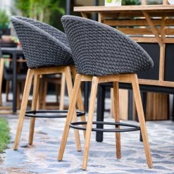 Cane-Line Peacock Outdoor Bar Chair With Teak Legs