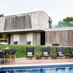 Cane-Line Peacock Outdoor Bar Chair With Teak Legs