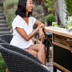 Cane-Line Peacock Outdoor Bar Chair With Teak Legs