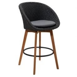 Cane-Line Peacock Outdoor Bar Chair With Teak Legs