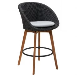 Cane-Line Peacock Outdoor Bar Chair With Teak Legs