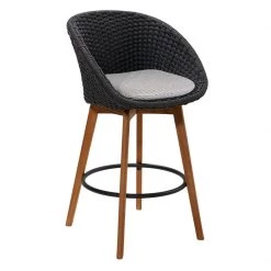 Cane-Line Peacock Outdoor Bar Chair With Teak Legs