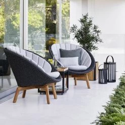 Cane-Line Peacock Outdoor Lounge Chair With Teak Legs In Soft Rope