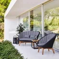 Cane-Line Peacock Outdoor Lounge Chair With Teak Legs