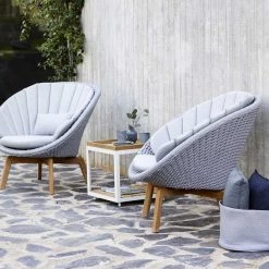 Cane-Line Peacock Outdoor Lounge Chair With Teak Legs