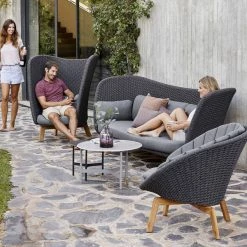 Cane-Line Peacock Outdoor Lounge Chair With Teak Legs