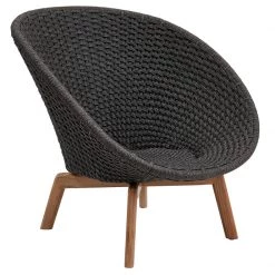 Cane-Line Peacock Outdoor Lounge Chair With Teak Legs