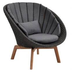 Cane-Line Peacock Outdoor Lounge Chair With Teak Legs