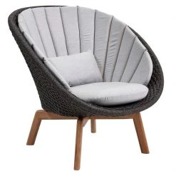 Cane-Line Peacock Outdoor Lounge Chair With Teak Legs