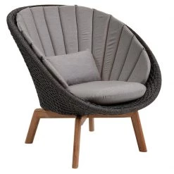 Cane-Line Peacock Outdoor Lounge Chair With Teak Legs