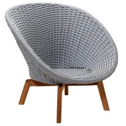 Cane-Line Peacock Outdoor Lounge Chair With Teak Legs In Soft Rope