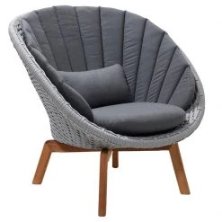 Cane-Line Peacock Outdoor Lounge Chair With Teak Legs