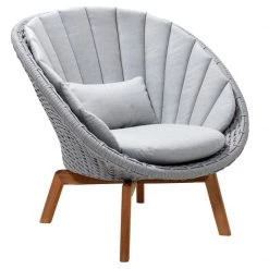 Cane-Line Peacock Outdoor Lounge Chair With Teak Legs