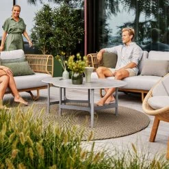 Cane-Line Peacock Weave Outdoor Lounge Chair With Teak Legs