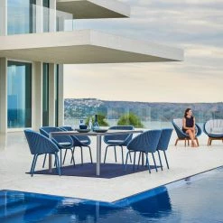 Cane-Line Peacock Weave Outdoor Lounge Chair With Teak Legs