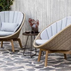 Cane-Line Peacock Weave Outdoor Lounge Chair With Teak Legs