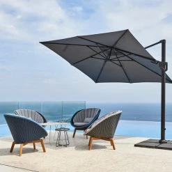 Cane-Line Peacock Weave Outdoor Lounge Chair With Teak Legs