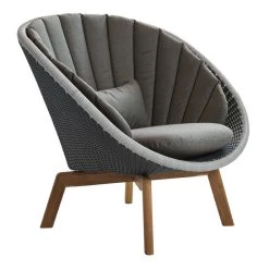 Cane-Line Peacock Weave Outdoor Lounge Chair With Teak Legs