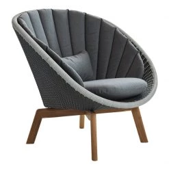 Cane-Line Peacock Weave Outdoor Lounge Chair With Teak Legs