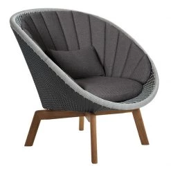 Cane-Line Peacock Weave Outdoor Lounge Chair With Teak Legs